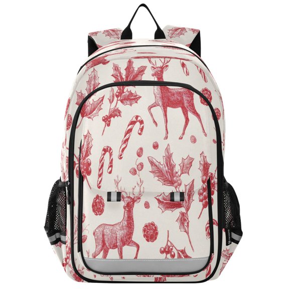 Backpack 12.9 *5.1 * 17.7 Inches Outing Backpack, Shopping Backpack, Travel Backpack Beautiful Christmas Deer Cute