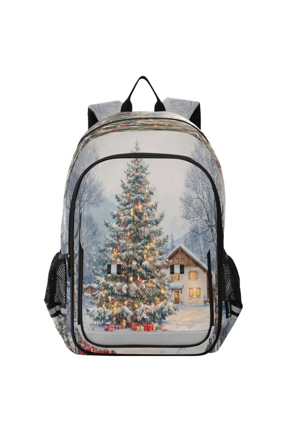 Backpack 12.9 *5.1 * 17.7 Inches Outing Backpack, Shopping Backpack, Travel Backpack Beautiful Christmas Snow