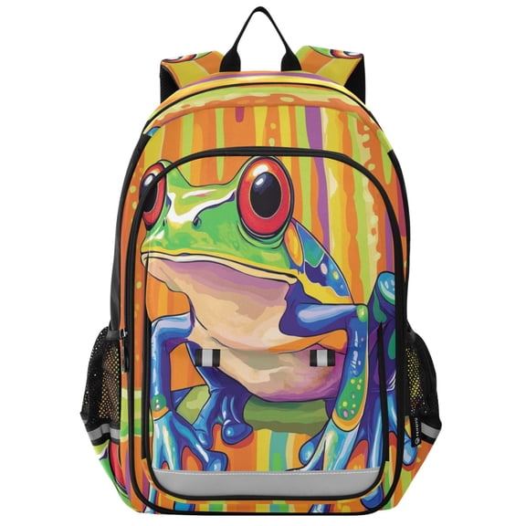 Backpack 12.9 *5.1 * 17.7 Inches Outing Backpack, Shopping Backpack, Travel Backpack Beautiful Green Frog
