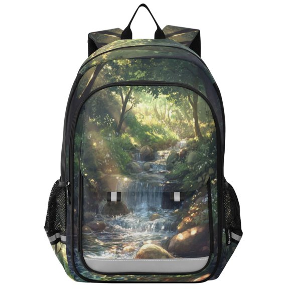 Backpack 12.9 *5.1 * 17.7 Inches Outing Backpack, Shopping Backpack, Travel Backpack Beautiful Green Stream