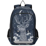 Backpack 12.9 *5.1 * 17.7 Inches Outing Backpack, Shopping Backpack, Travel Backpack Beautiful Moon Deer