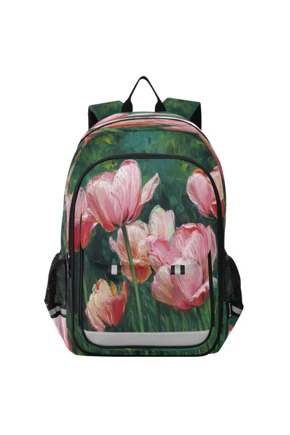 Backpack 12.9 *5.1 * 17.7 Inches Outing Backpack, Shopping Backpack, Travel Backpack Beautiful Tulip Painting