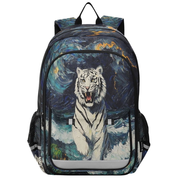 Backpack 12.9 *5.1 * 17.7 Inches Outing Backpack, Shopping Backpack, Travel Backpack Beautiful White Tiger
