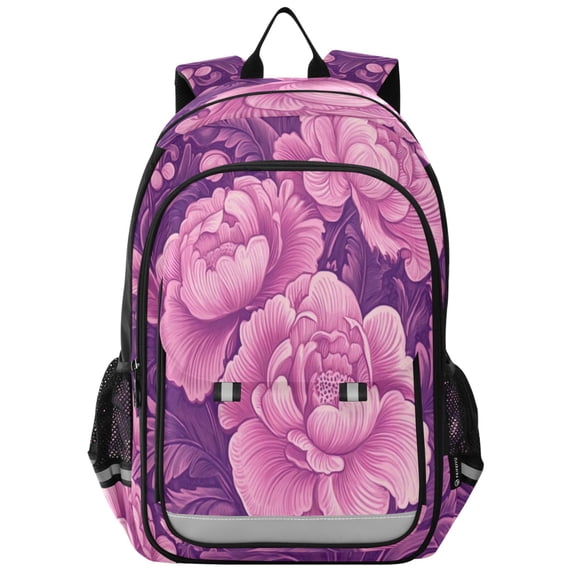 Backpack 12.9 *5.1 * 17.7 Inches Outing Backpack, Shopping Backpack, Travel Backpack Big Pink Flowers Seamless