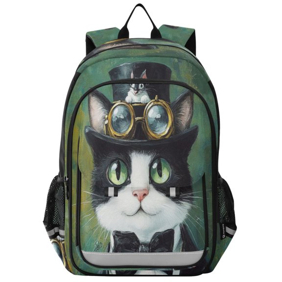 Backpack 12.9 *5.1 * 17.7 Inches Outing Backpack, Shopping Backpack, Travel Backpack Black Cat in Suit