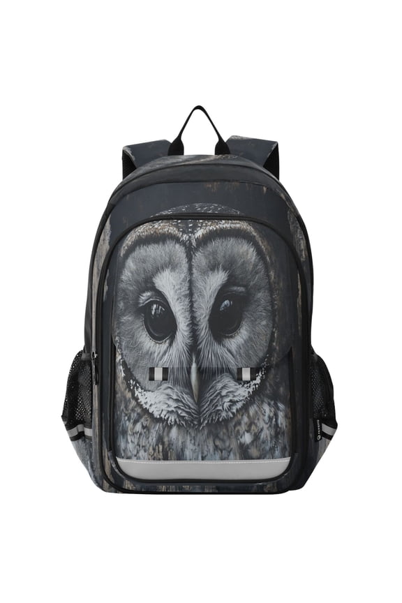 Backpack 12.9 *5.1 * 17.7 Inches Outing Backpack, Shopping Backpack, Travel Backpack Black Owl with Big Eyes