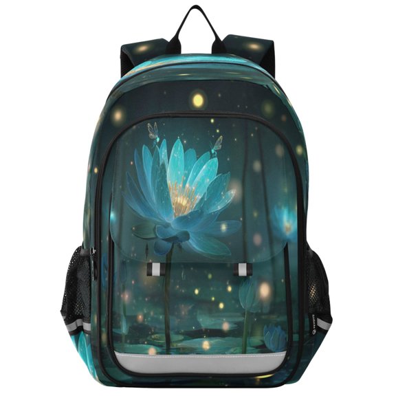 Backpack 12.9 *5.1 * 17.7 Inches Outing Backpack, Shopping Backpack, Travel Backpack Blue Lotus Fireflies