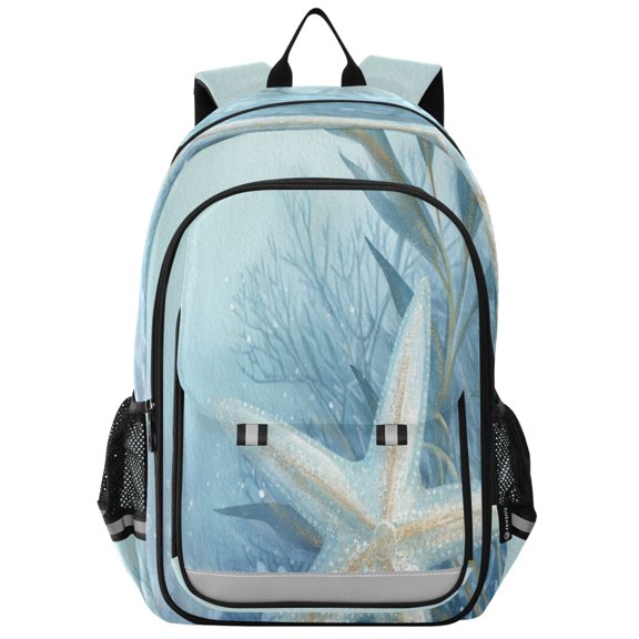 Backpack 12.9 *5.1 * 17.7 Inches Outing Backpack, Shopping Backpack, Travel Backpack Blue Starfish Pattern