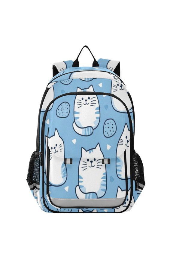 Backpack 12.9 *5.1 * 17.7 Inches Outing Backpack, Shopping Backpack, Travel Backpack Blue Tailed Cat