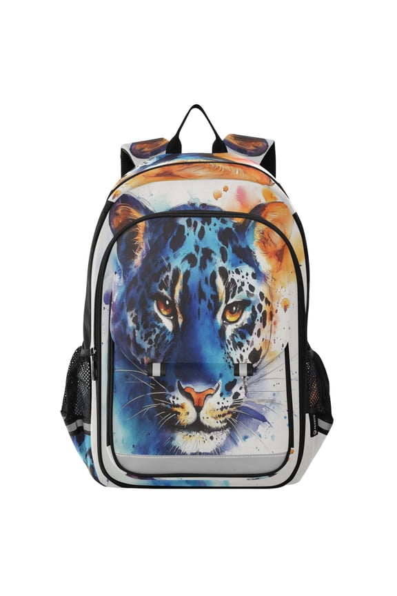 Backpack 12.9 *5.1 * 17.7 Inches Outing Backpack, Shopping Backpack, Travel Backpack Blue Watercolor Leopard
