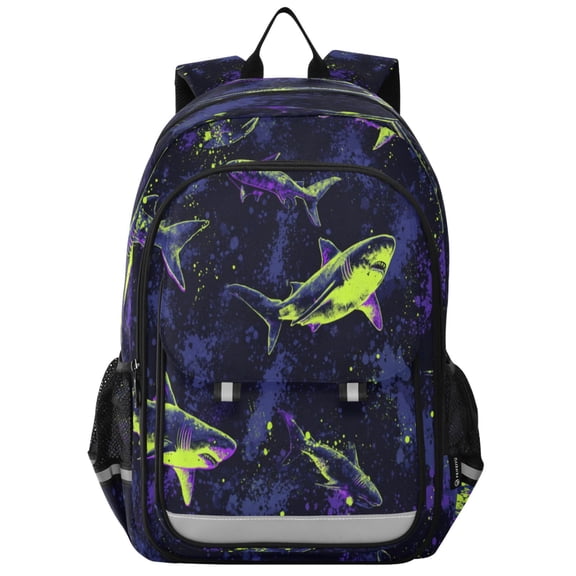 Backpack 12.9 *5.1 * 17.7 Inches Outing Backpack, Shopping Backpack, Travel Backpack Bright Neon Green Shark