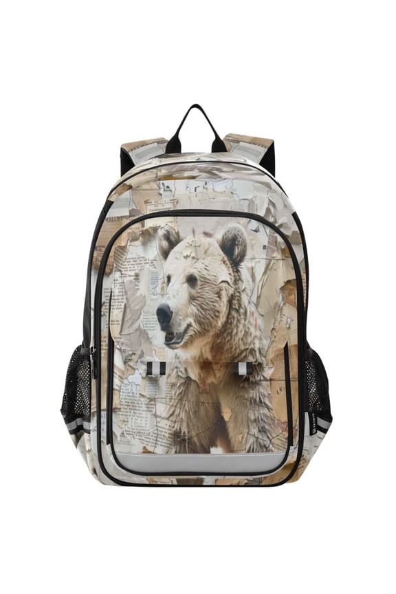 Backpack 12.9 *5.1 * 17.7 Inches Outing Backpack, Shopping Backpack, Travel Backpack Brown Bear and Brown Paper