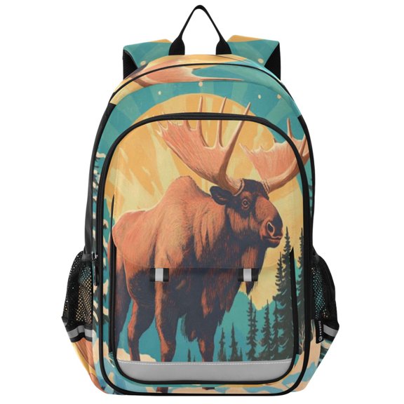 Backpack 12.9 *5.1 * 17.7 Inches Outing Backpack, Shopping Backpack, Travel Backpack Brown Bighorn Deer