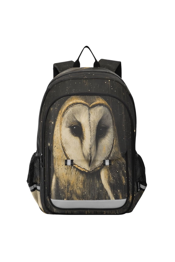 Backpack 12.9 *5.1 * 17.7 Inches Outing Backpack, Shopping Backpack, Travel Backpack Brown Owl with Big Eyes