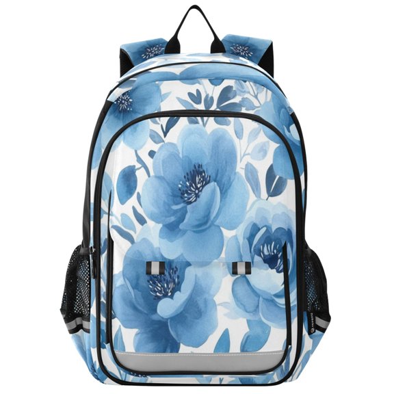 Backpack 12.9 *5.1 * 17.7 Inches Outing Backpack, Shopping Backpack, Travel Backpack Cartoon Blue Flower