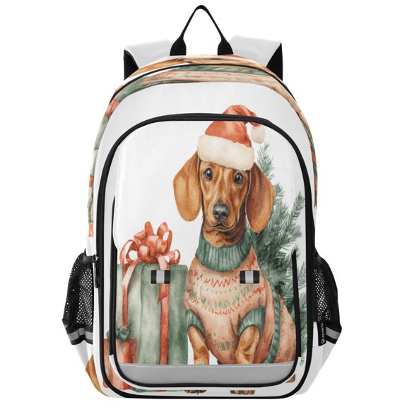 Backpack 12.9 *5.1 * 17.7 Inches Outing Backpack, Shopping Backpack, Travel Backpack Cartoon Christmas Puppy