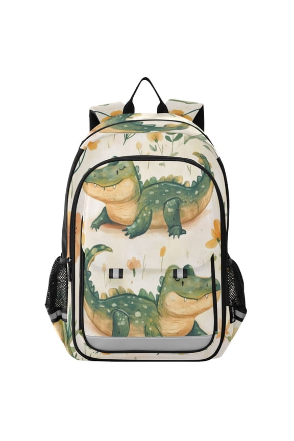 Backpack 12.9 *5.1 * 17.7 Inches Outing Backpack, Shopping Backpack, Travel Backpack Cartoon Crocodile