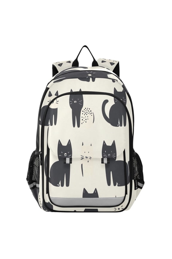 Backpack 12.9 *5.1 * 17.7 Inches Outing Backpack, Shopping Backpack, Travel Backpack Cartoon Cute Black Cat