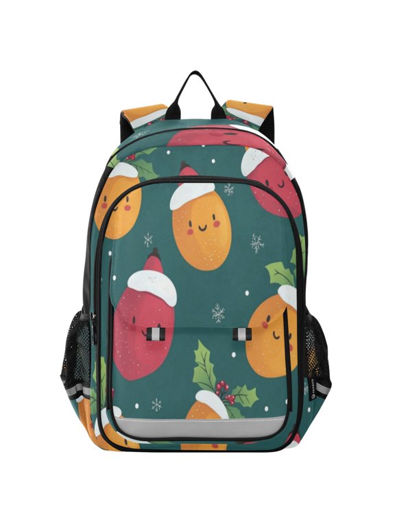 Backpack 12.9 *5.1 * 17.7 Inches Outing Backpack, Shopping Backpack, Travel Backpack Cartoon Cute Christmas Mango