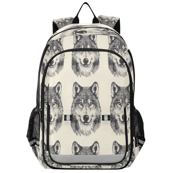 Backpack 12.9 *5.1 * 17.7 Inches Outing Backpack, Shopping Backpack, Travel Backpack Cartoon Cute Wolf Face
