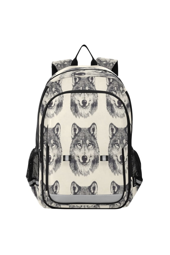 Backpack 12.9 *5.1 * 17.7 Inches Outing Backpack, Shopping Backpack, Travel Backpack Cartoon Cute Wolf Face