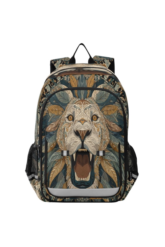 Backpack 12.9 *5.1 * 17.7 Inches Outing Backpack, Shopping Backpack, Travel Backpack Cartoon Fierce Lion