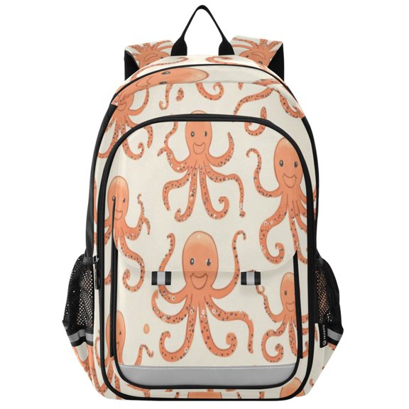 Backpack 12.9 *5.1 * 17.7 Inches Outing Backpack, Shopping Backpack, Travel Backpack Cartoon Orange Octopus
