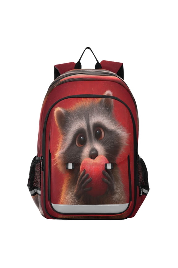 Backpack 12.9 *5.1 * 17.7 Inches Outing Backpack, Shopping Backpack, Travel Backpack Cartoon Raccoon
