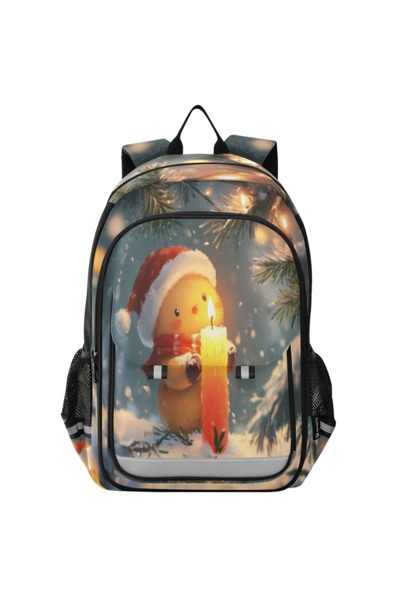Backpack 12.9 *5.1 * 17.7 Inches Outing Backpack, Shopping Backpack, Travel Backpack Cartoon Snowman Candle Picture