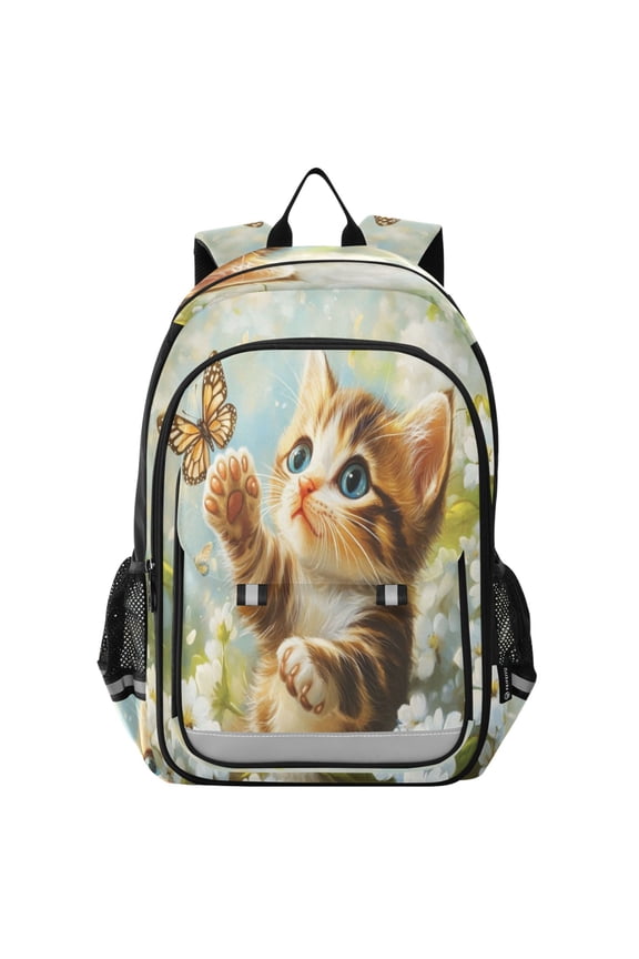 Backpack 12.9 *5.1 * 17.7 Inches Outing Backpack, Shopping Backpack, Travel Backpack Cat Butterfly Play
