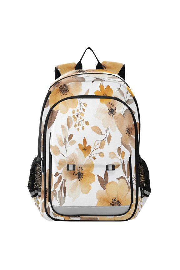 Backpack 12.9 *5.1 * 17.7 Inches Outing Backpack, Shopping Backpack, Travel Backpack Charming Golden Flowers