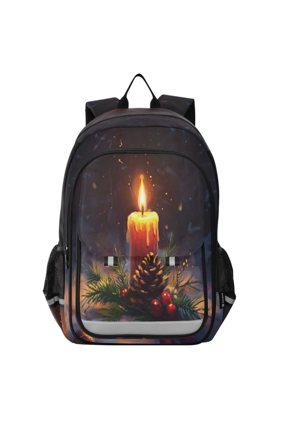 Backpack 12.9 *5.1 * 17.7 Inches Outing Backpack, Shopping Backpack, Travel Backpack Christmas Candle Picture