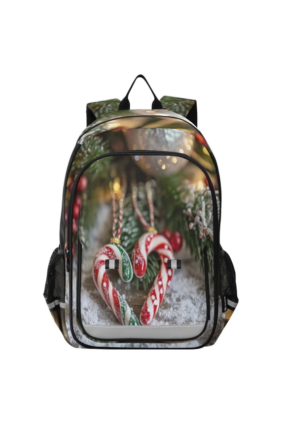 Backpack 12.9 *5.1 * 17.7 Inches Outing Backpack, Shopping Backpack, Travel Backpack Christmas Candy Canes Picture