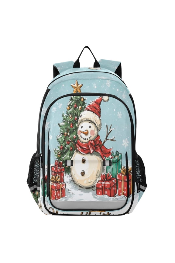 Backpack 12.9 *5.1 * 17.7 Inches Outing Backpack, Shopping Backpack, Travel Backpack Christmas Cartoon Snowman Picture