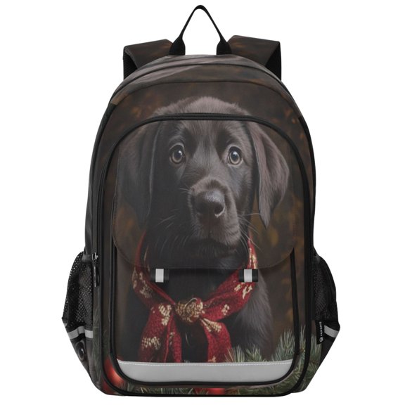 Backpack 12.9 *5.1 * 17.7 Inches Outing Backpack, Shopping Backpack, Travel Backpack Christmas Cute Black Dog