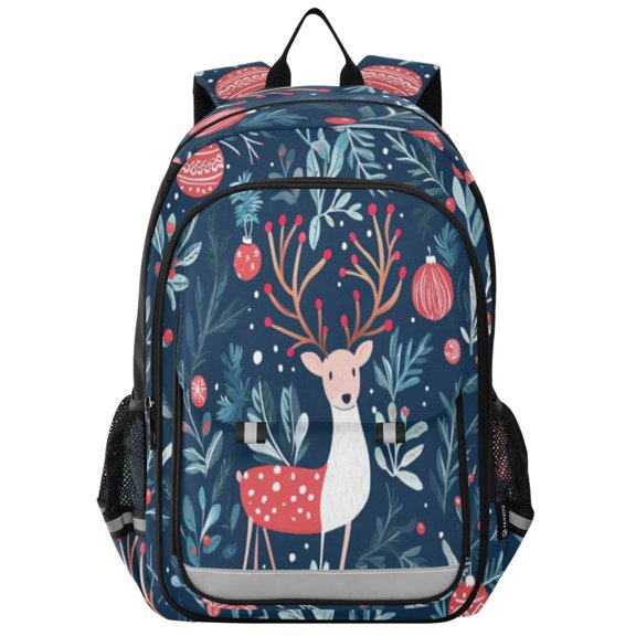 Backpack 12.9 *5.1 * 17.7 Inches Outing Backpack, Shopping Backpack, Travel Backpack Christmas Deer Picture