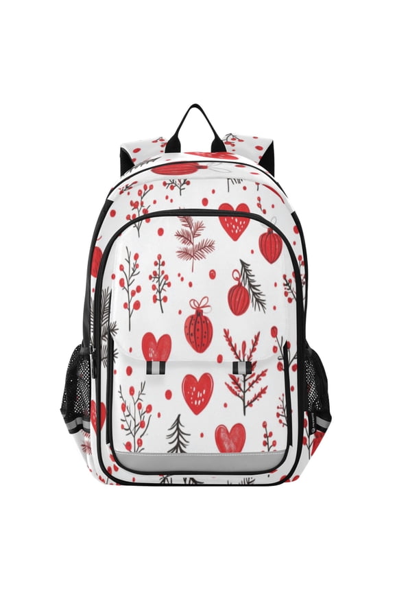 Backpack 12.9 *5.1 * 17.7 Inches Outing Backpack, Shopping Backpack, Travel Backpack Christmas Red Heart Picture