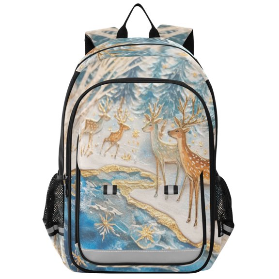 Backpack 12.9 *5.1 * 17.7 Inches Outing Backpack, Shopping Backpack, Travel Backpack Christmas Water Deer