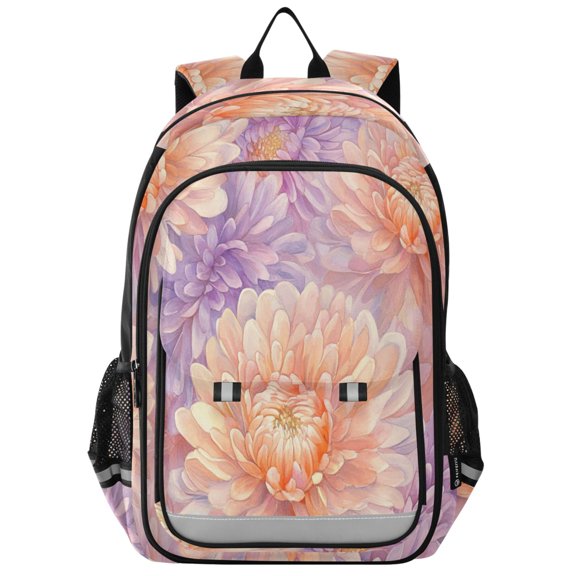 Backpack 12.9 *5.1 * 17.7 Inches Outing Backpack, Shopping Backpack, Travel Backpack Chrysanthemums Cream