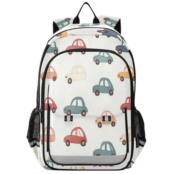 Backpack 12.9 *5.1 * 17.7 Inches Outing Backpack, Shopping Backpack, Travel Backpack Color Cartoon Car Seamless