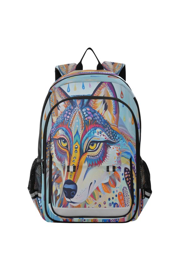 Backpack 12.9 *5.1 * 17.7 Inches Outing Backpack, Shopping Backpack, Travel Backpack Colorful Cool Wolves