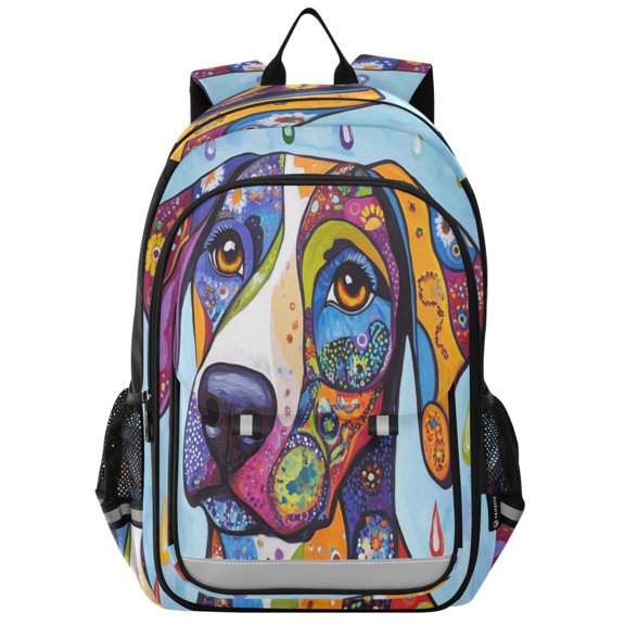 Backpack 12.9 *5.1 * 17.7 Inches Outing Backpack, Shopping Backpack, Travel Backpack Colorful Dogs and Raindrops