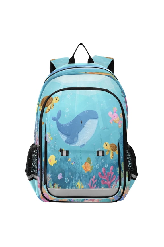 Backpack 12.9 *5.1 * 17.7 Inches Outing Backpack, Shopping Backpack, Travel Backpack Colorful Sea Turtle Fish