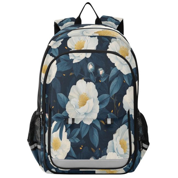 Backpack 12.9 *5.1 * 17.7 Inches Outing Backpack, Shopping Backpack, Travel Backpack Colorful White Flower