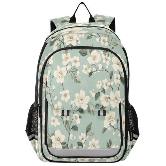 Backpack 12.9 *5.1 * 17.7 Inches Outing Backpack, Shopping Backpack, Travel Backpack Cool Beautiful White Flowers