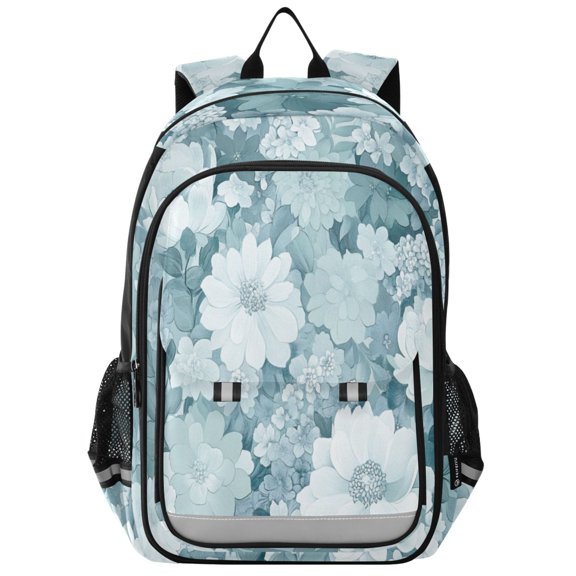 Backpack 12.9 *5.1 * 17.7 Inches Outing Backpack, Shopping Backpack, Travel Backpack Cool White Flower