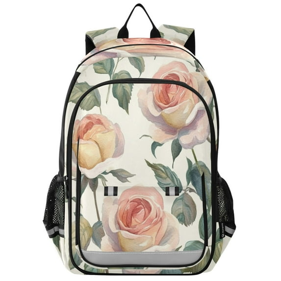 Backpack 12.9 *5.1 * 17.7 Inches Outing Backpack, Shopping Backpack, Travel Backpack Coral Roses Seamless