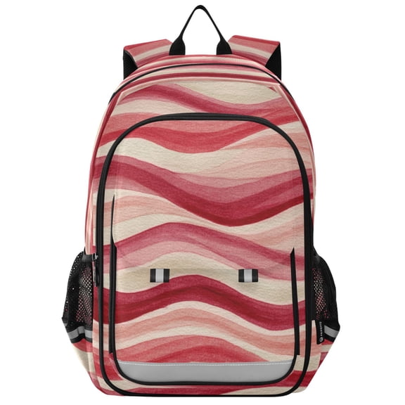 Backpack 12.9 *5.1 * 17.7 Inches Outing Backpack, Shopping Backpack, Travel Backpack Coral Waves Wavy Stripes