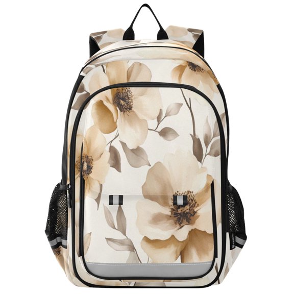 Backpack 12.9 *5.1 * 17.7 Inches Outing Backpack, Shopping Backpack, Travel Backpack Cream Flowers