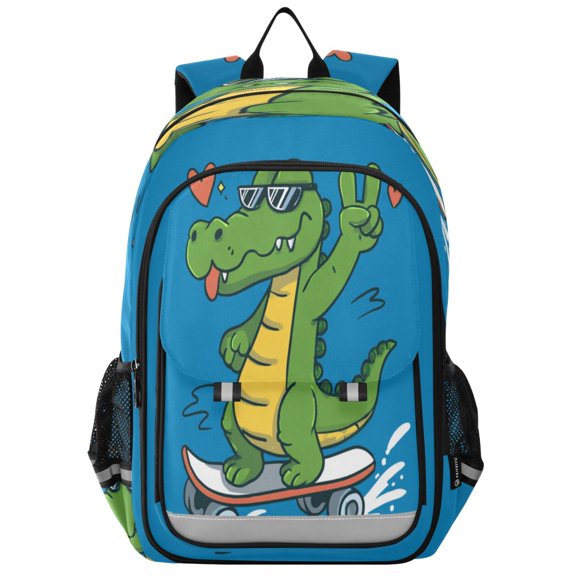 Backpack 12.9 *5.1 * 17.7 Inches Outing Backpack, Shopping Backpack, Travel Backpack Crocodile Skateboard